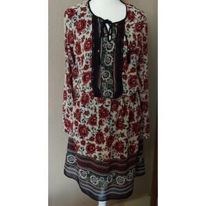 DR2 Dress Women's Size Med Floral Lined A Line